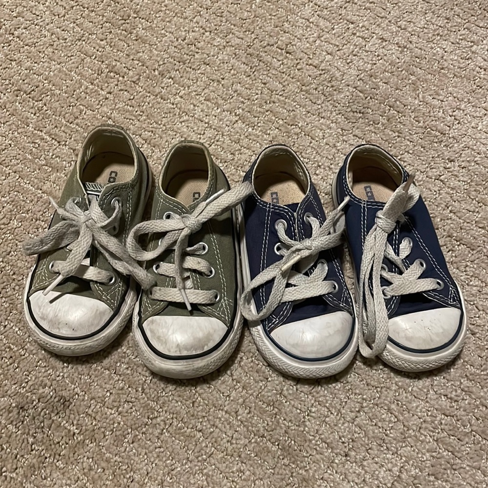 Toddler converse size 6 - olive green and blue